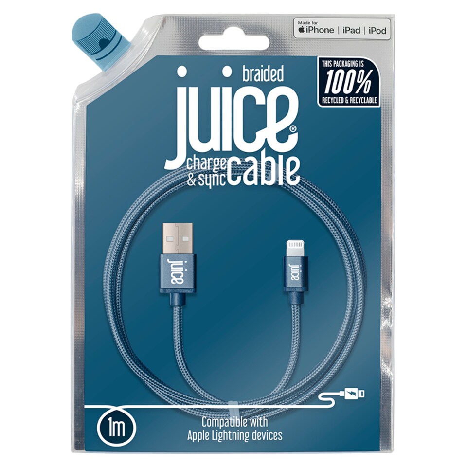 image 1 of Juice Lightning to USB Braided Cable 1m Navy