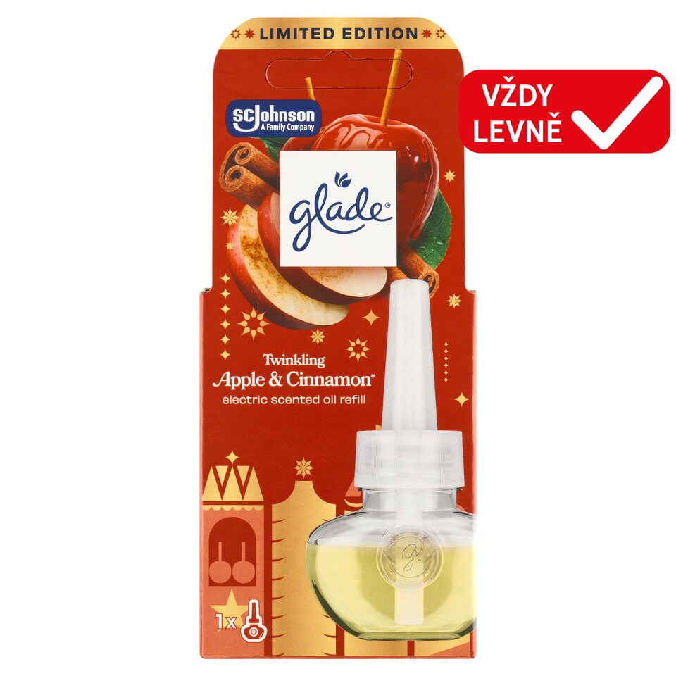 Obrázek 1 pro produkt Glade Twinkling Apple & Cinnamon elektrický tekutý osvěžovač vzduchu náplň 20ml