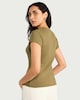 image 3 of F&F Cotton Rich Ribbed Button Up Top in Olive