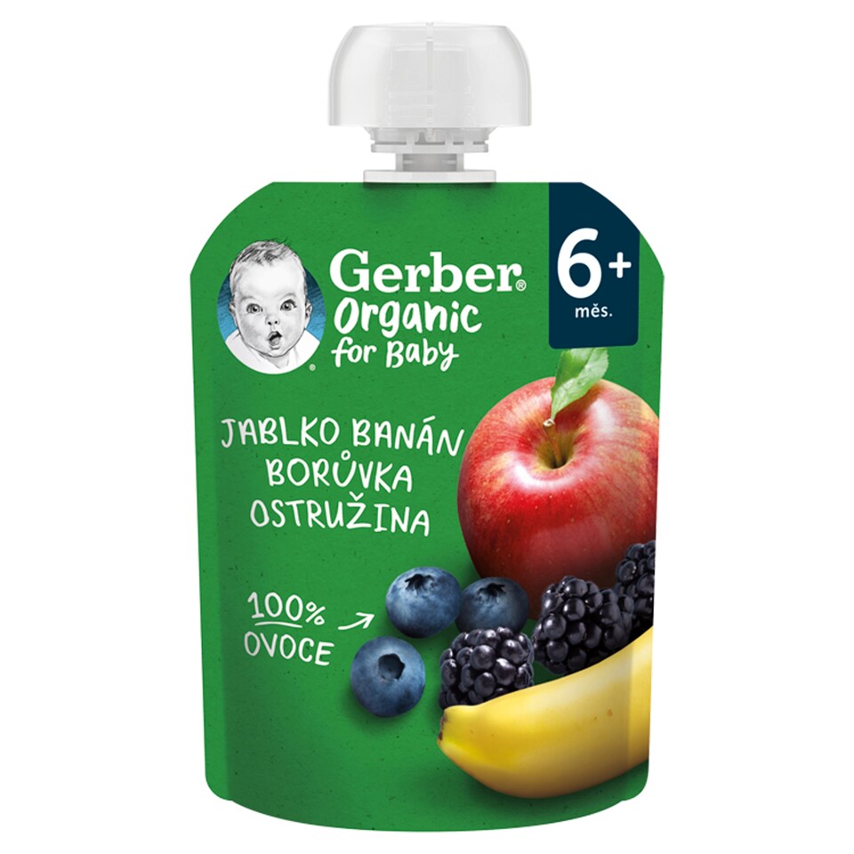 GERBER Organic kapsička jablko, banán, čučoriedka a černica 90 g