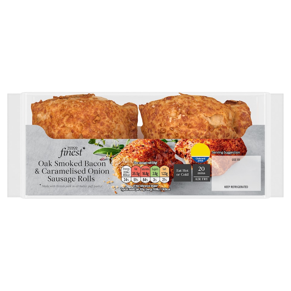 image 1 of Tesco Finest Oak Smoked Bacon & Caramelised Onion Sausage Rolls 270g