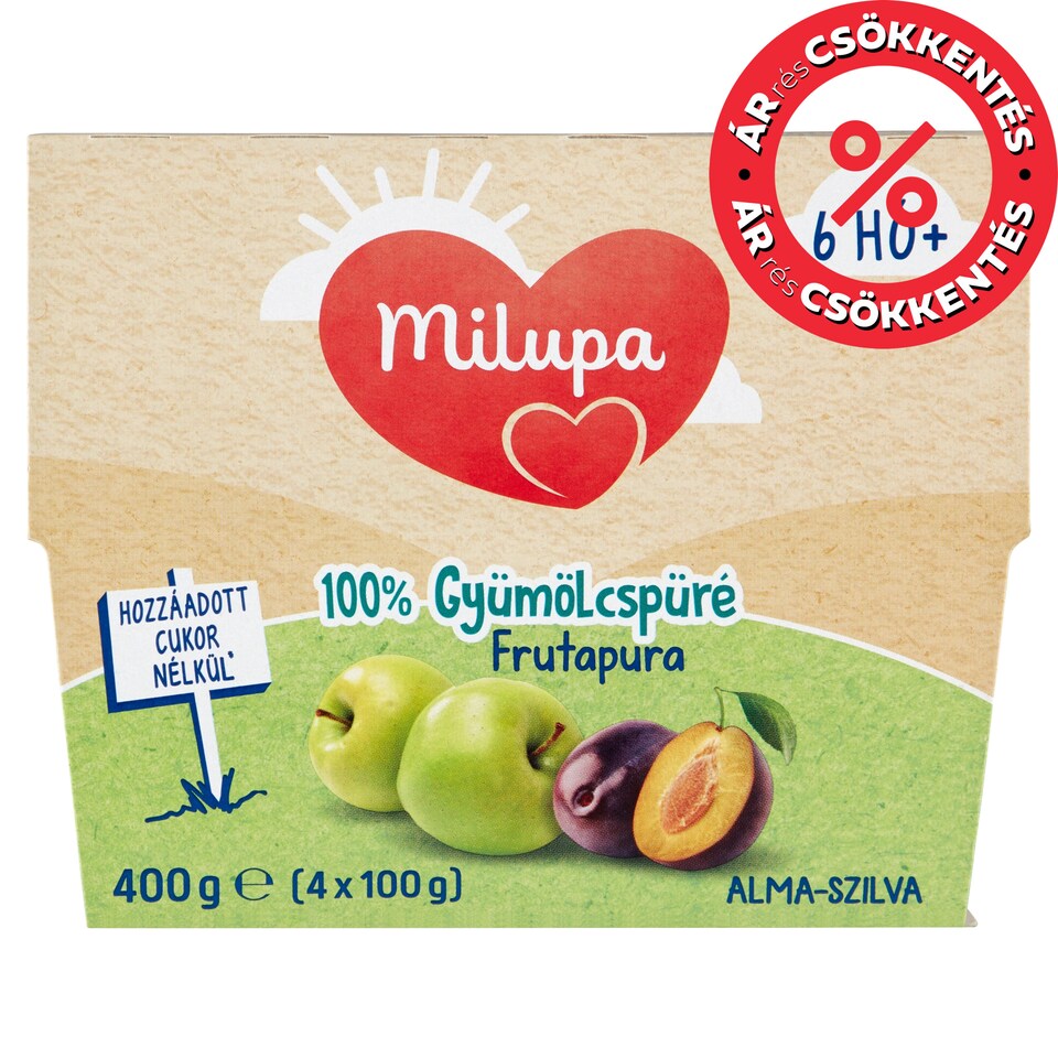 image 1 of Milupa Frutapura Apple-Plum 100% Fruit Puree 6 Months+ 4 x 100 g (400 g)