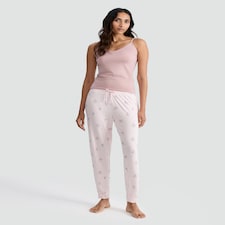 F&F Snowflake Print Drawstring Pyjama Bottoms in Pink