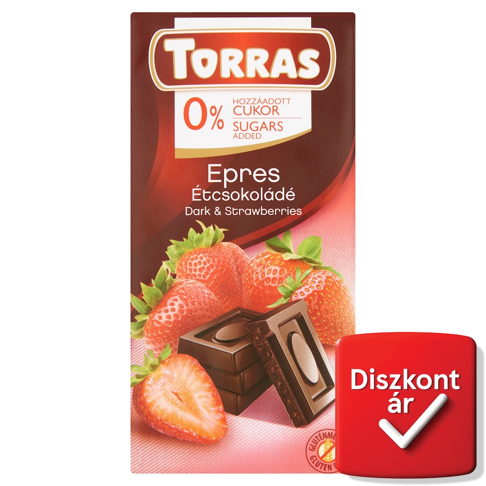 image 1 of Torras Dark Chocolate with Strawberries and Sweetener 75 g