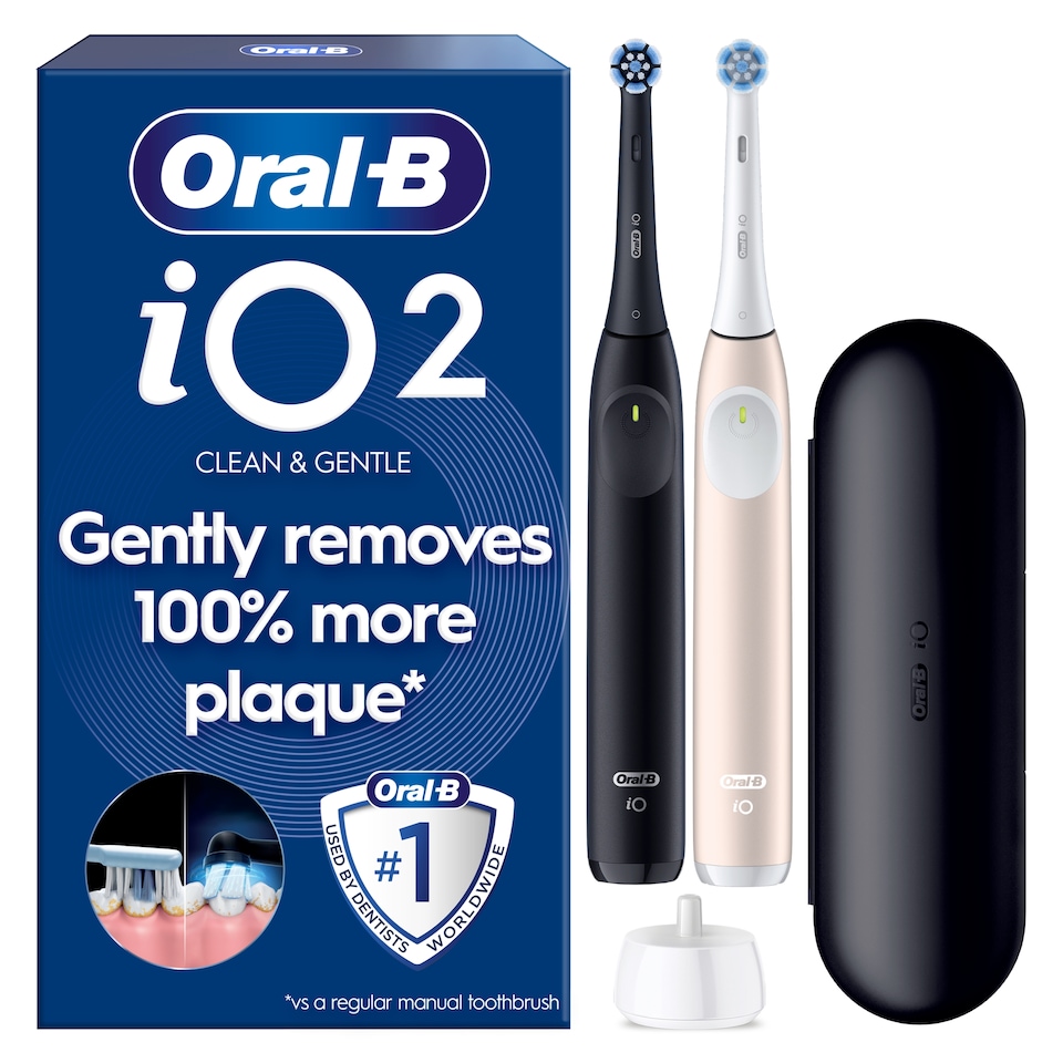 image 1 of Oral-B iO2 Electric Toothbrush Night Black & Calm Pink Duo pack