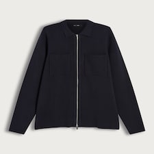 The F&F Edit Knitted Pocket Front Zip Up Collared Jacket in Navy
