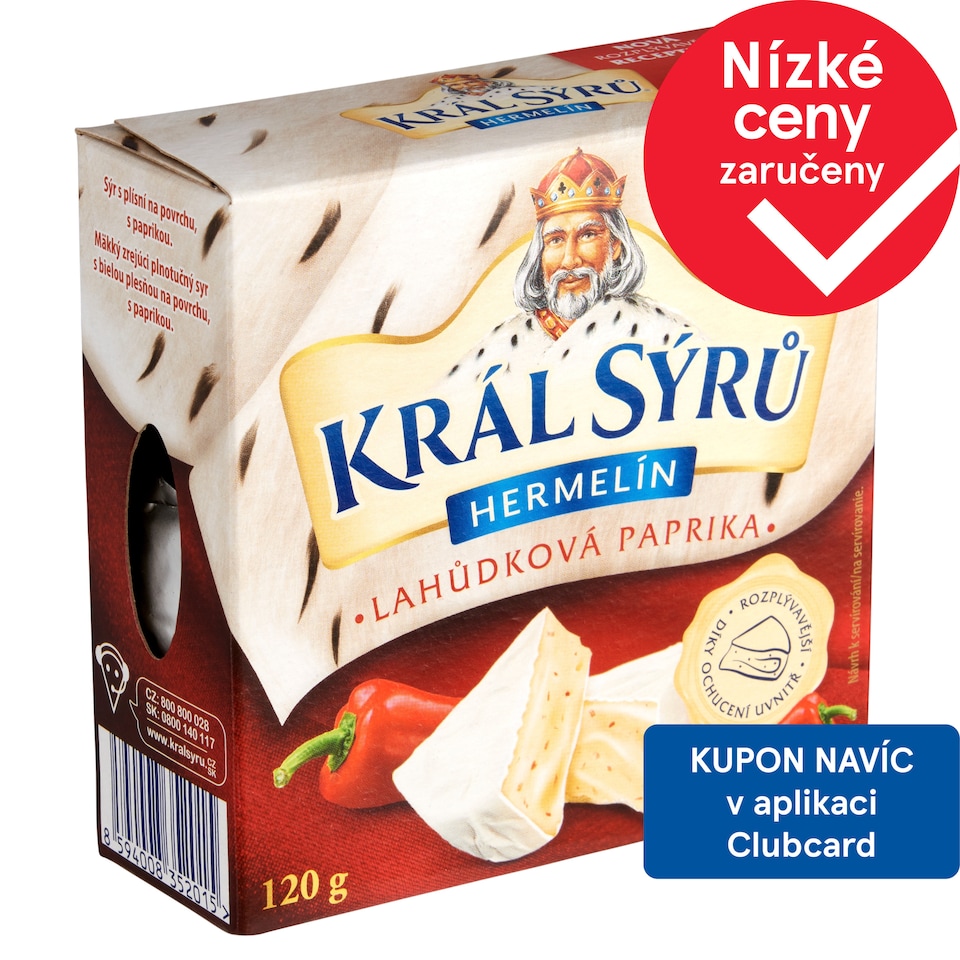 Král Sýrů Hermelín lahůdková paprika 120g