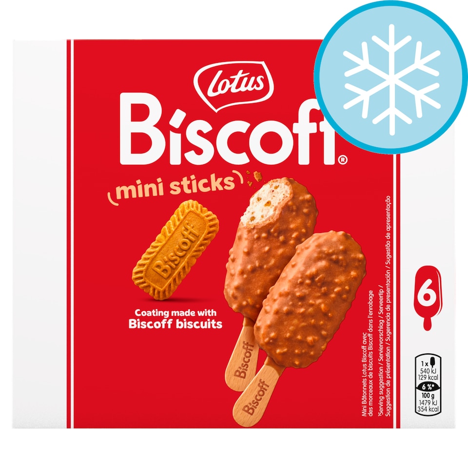 Lotus Biscoff Mini Ice Cream Sticks 6x50ml