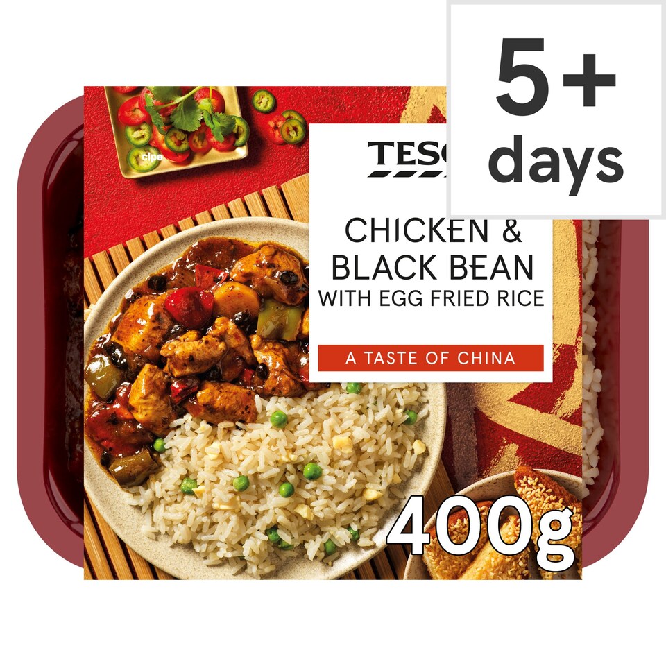 Tesco Chicken & Black Bean With Egg Fried Rice 400G Tesco Groceries