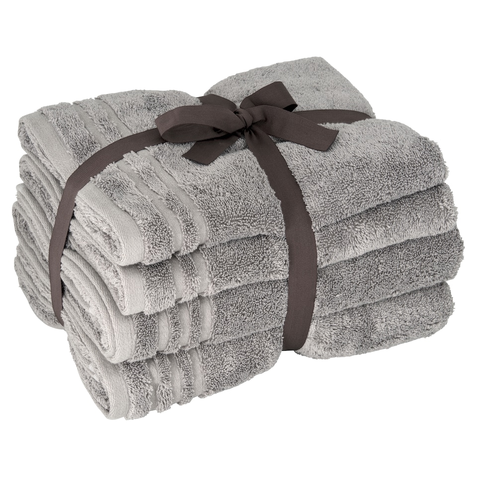 image 1 of F&F Home Egyptian Cotton Hygro Towel Bale Silver 4 Piece