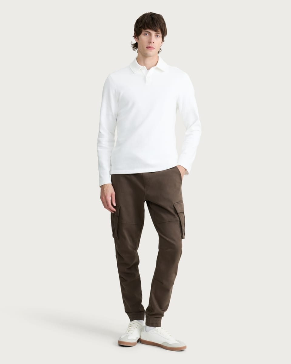 image 1 of F&F Cotton Rich Drawstring Cuffed Cargo Trousers in Tobacco