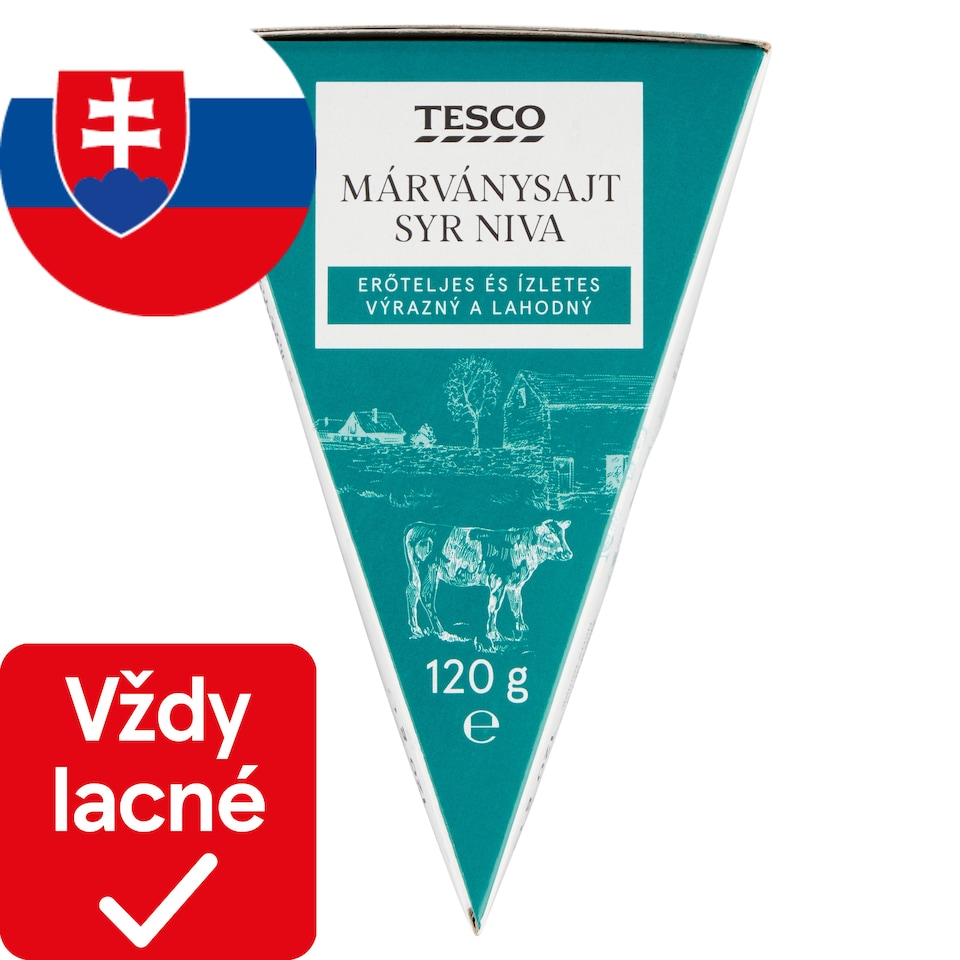 Tesco Polomäkký zrejúci plnotučný syr s modrozelenou plesňou vo vnútri 120 g