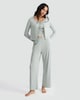 image 2 of Rise by Zara McDermott 2-Piece Pointelle Pyjama Cami and Cardigan Set  in Green