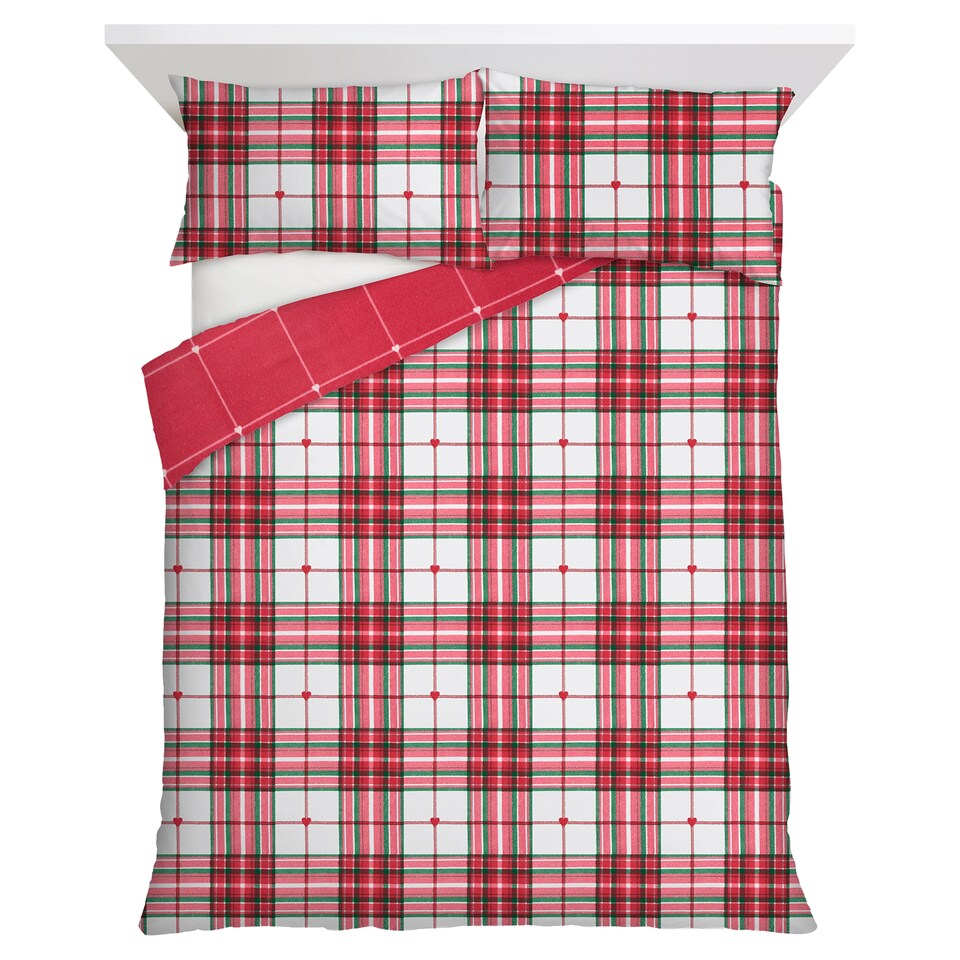 F&F Home Red tartan brushed cotton duvet set - king