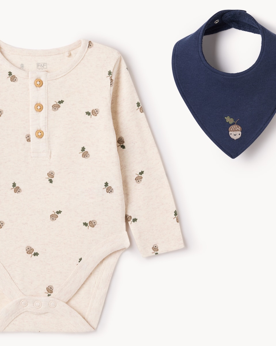 image 1 of F&F Baby 3-Piece Cotton Rich Acorn Set in Navy