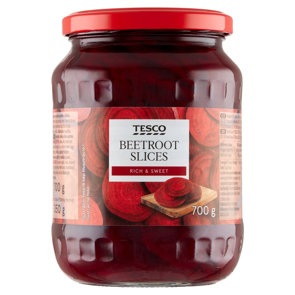 Tesco Plátky červené řepy ve sladkokyselém nálevu 700g