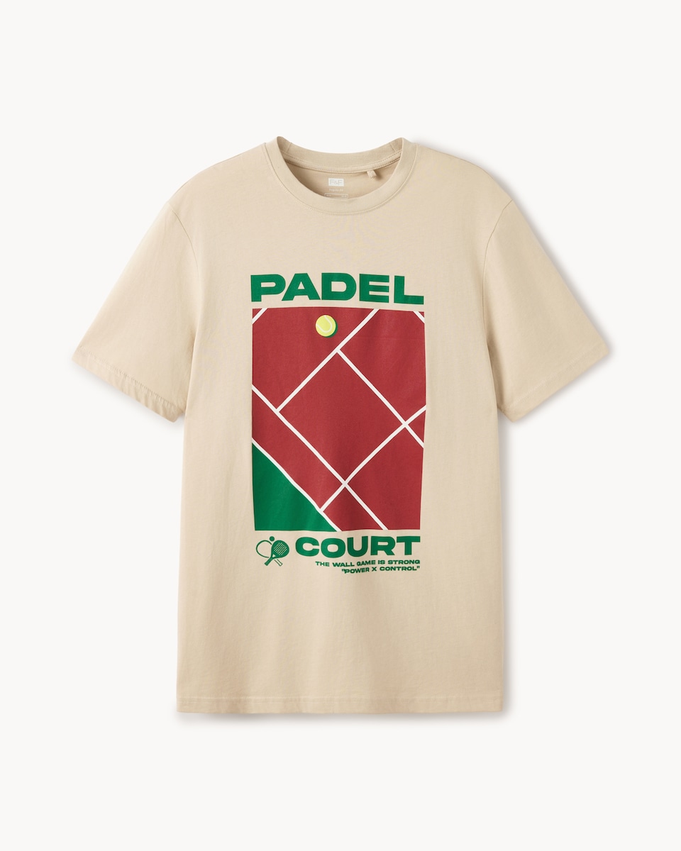 image 1 of F&F Pure Cotton Padel T-Shirt in Stone
