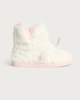 image 1 of F&F Girls Fluffy Unicorn Star Print Boot Slippers in Multi
