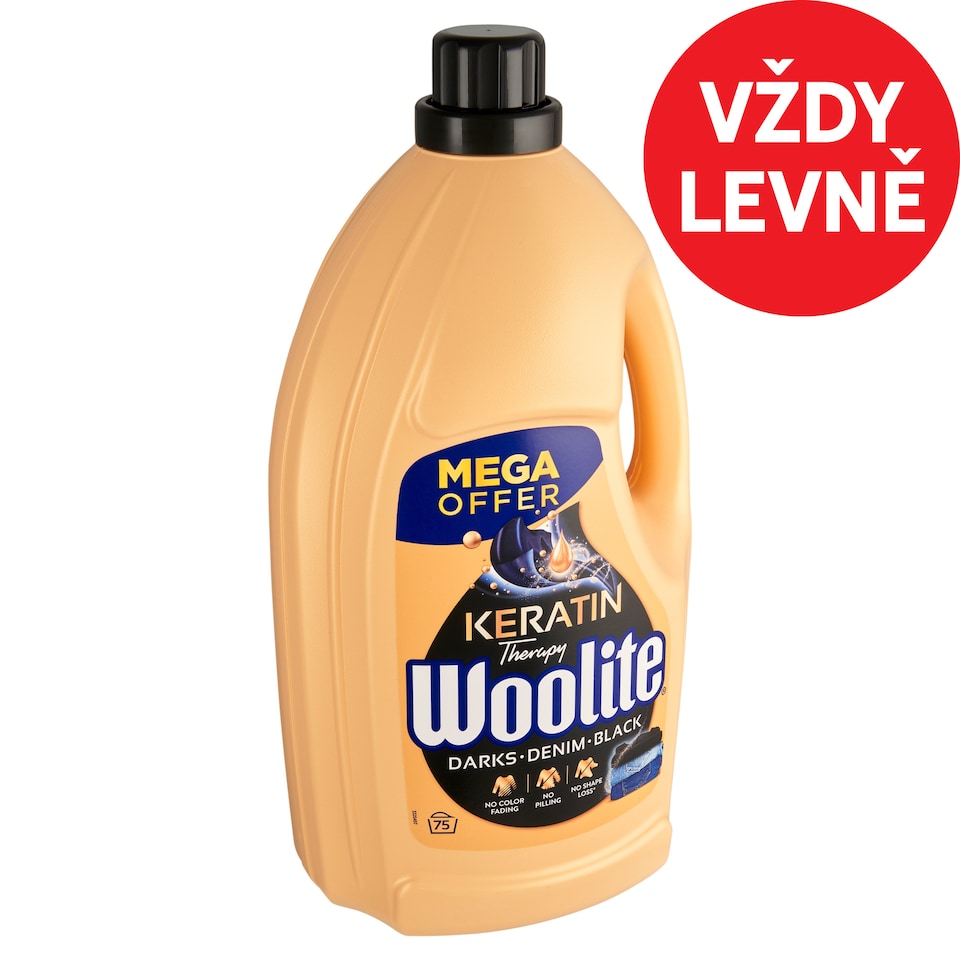 Obrázek 1 pro produkt Woolite Keratin Therapy Darks Denim Black tekutý prací přípravek s keratinem 75 praní 4,5l