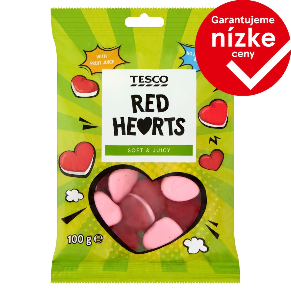 Tesco Red Hearts Jelly Candies with Fruit Flavors 100 g