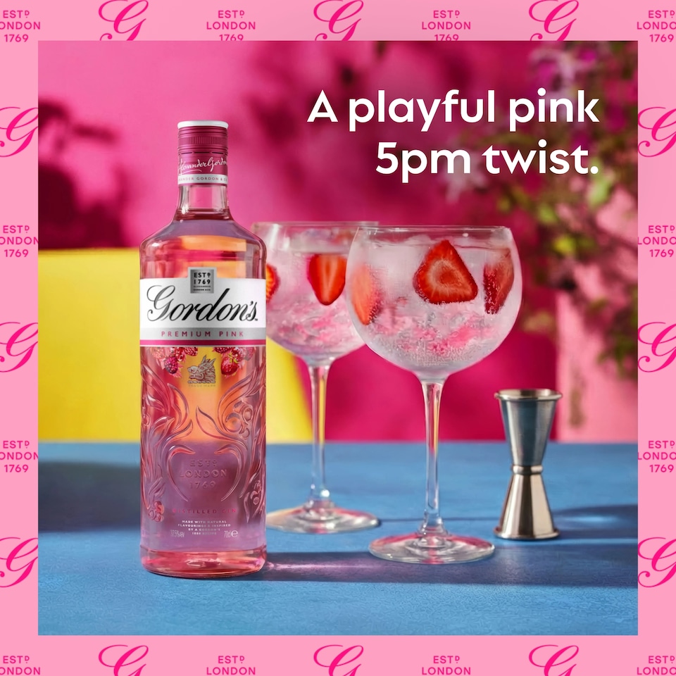 image 1 of Gordon's Premium Pink Gin Based Flavoured Spirit Drink 35% vol 1L Bottle