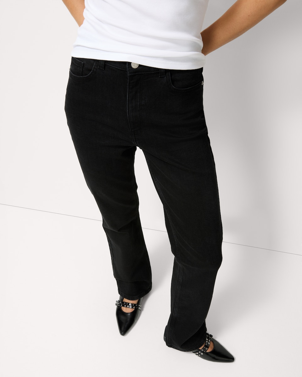 image 1 of F&F Mid Rise Bootcut Jeans in Black