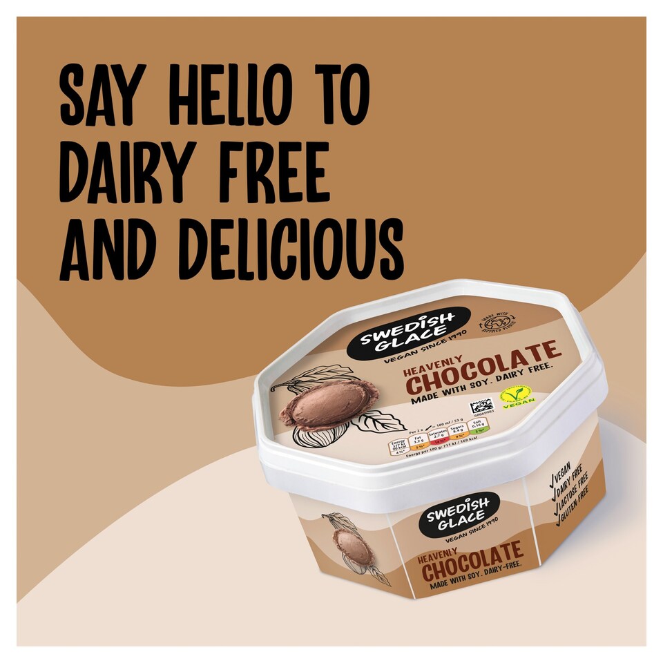 image 1 of Swedish Glace Chocolate Non Dairy Vegan Ice Cream Tub 750ml
