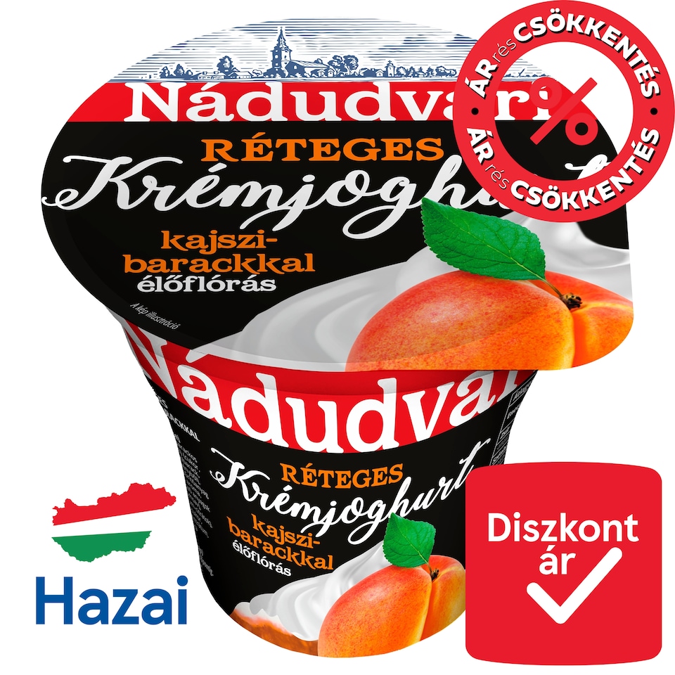 Nádudvari réteges élőflórás krémjoghurt kajszibarackkal 180 g