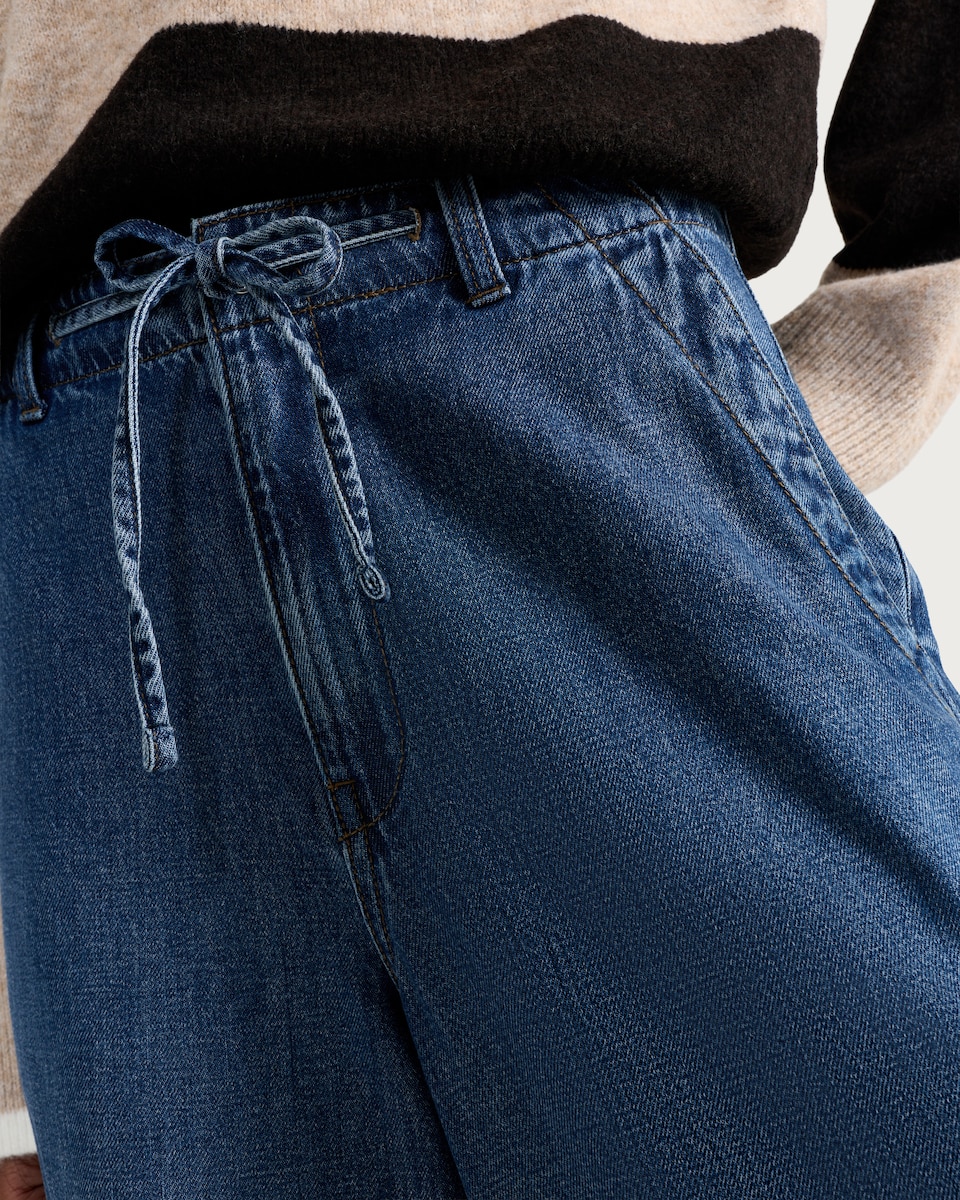 image 1 of F&F Wide Leg Drawstring Jeans in Blue
