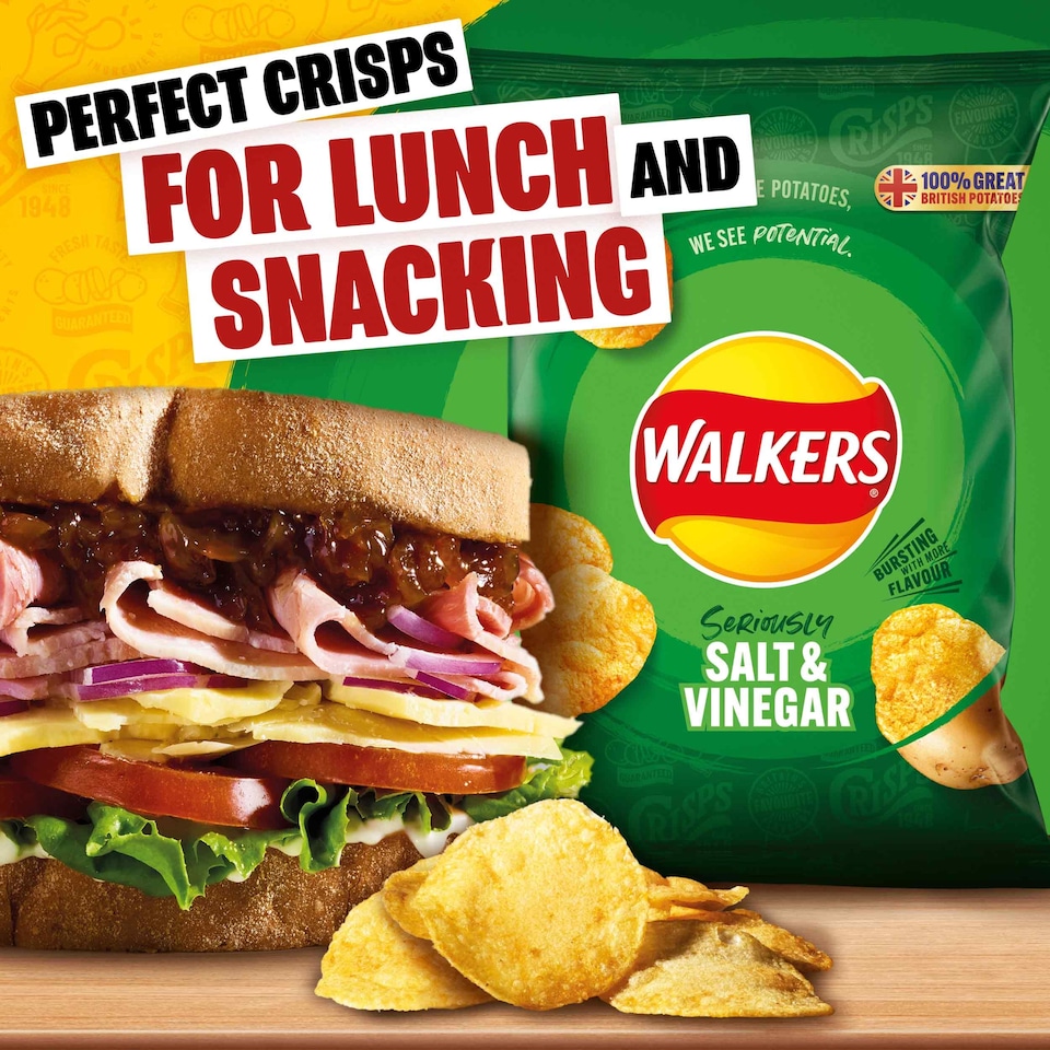 image 1 of Walkers Salt & Vinegar Multipack Crisps 6x25g