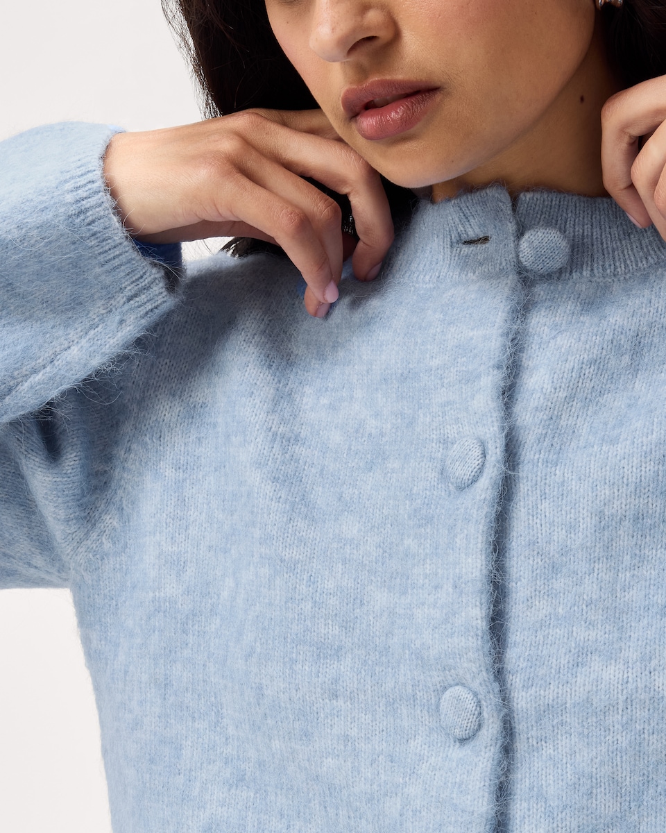 image 1 of F&F Crew Neck Cardigan in Blue