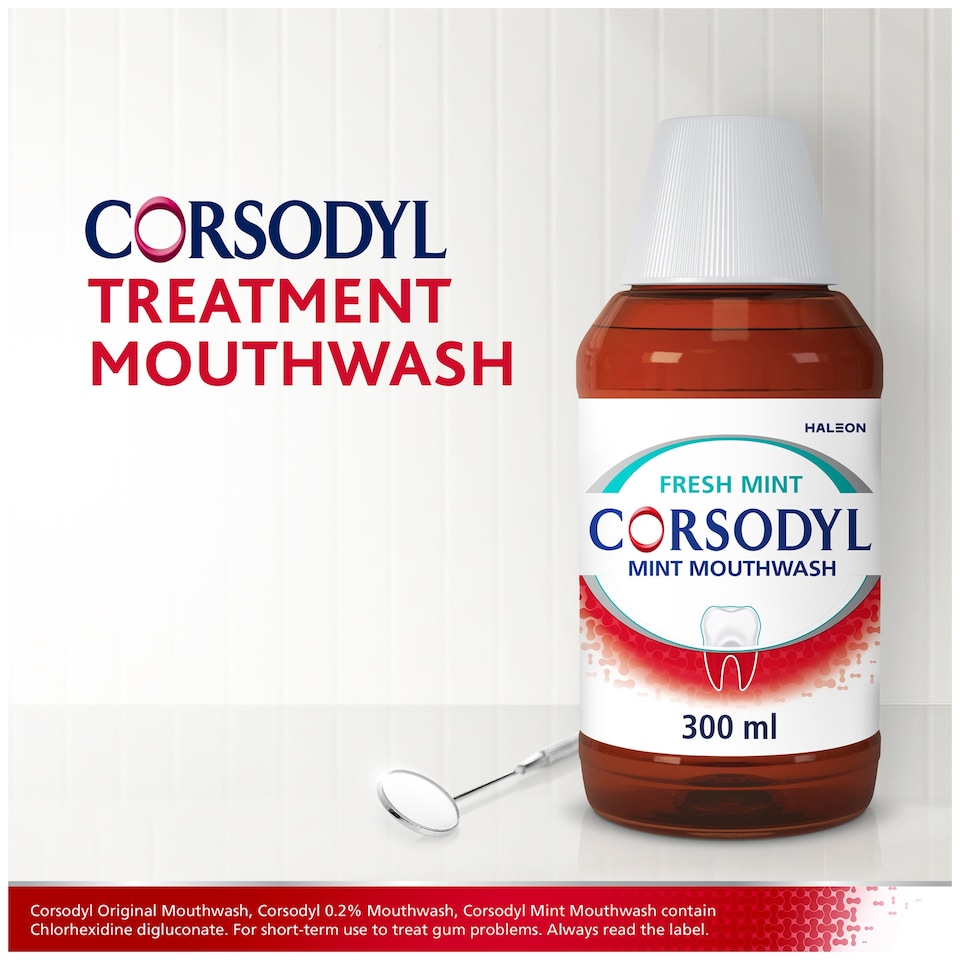 image 1 of Corsodyl Medicated Antibacterial Mouthwash Fresh Mint, 300ml