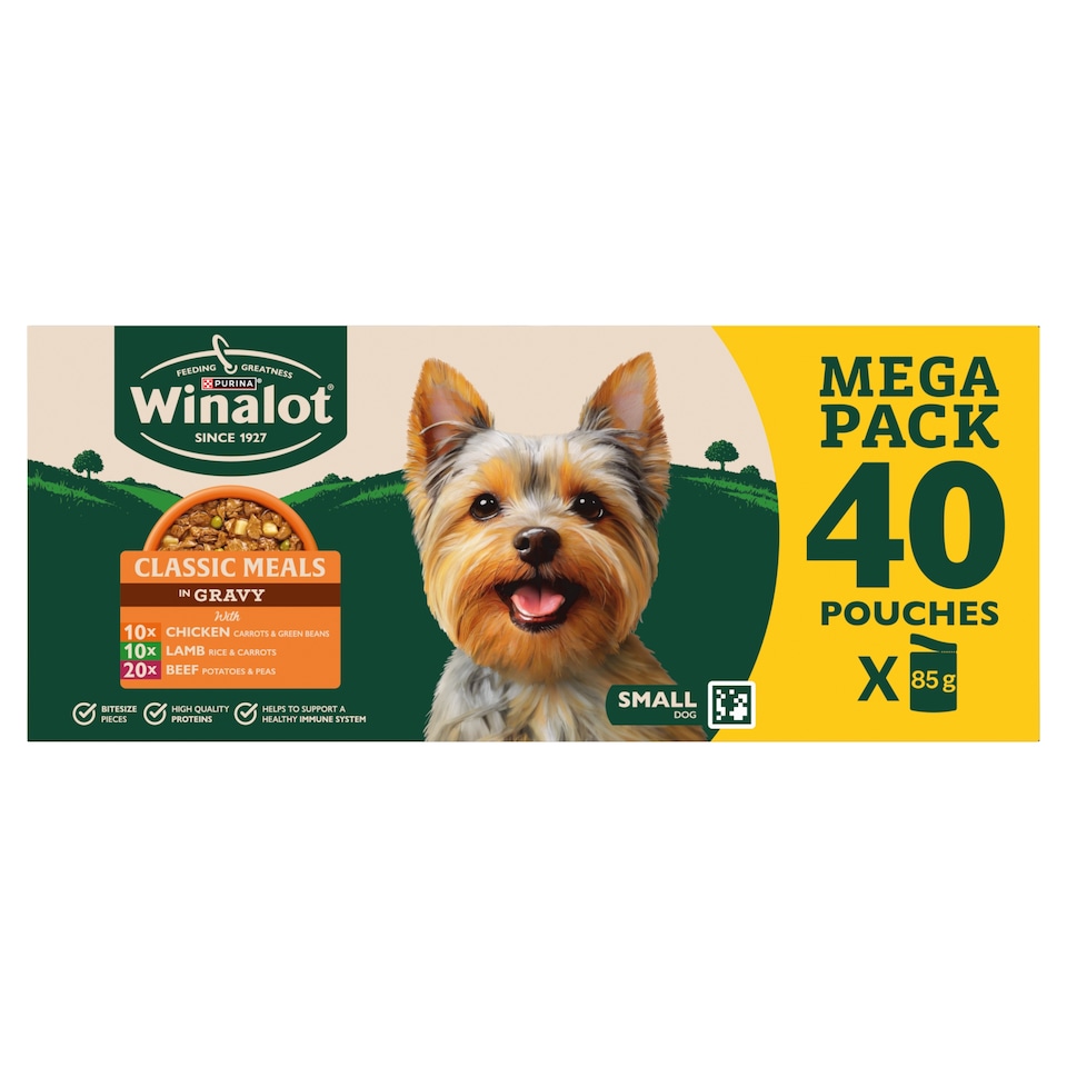 image 1 of WINALOT Meaty Chunks Small Dog Mixed in Gravy Wet Dog Food 40x85g