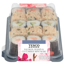 Tesco Salmon, Hoisin & Cucumber Mini Maki 188G