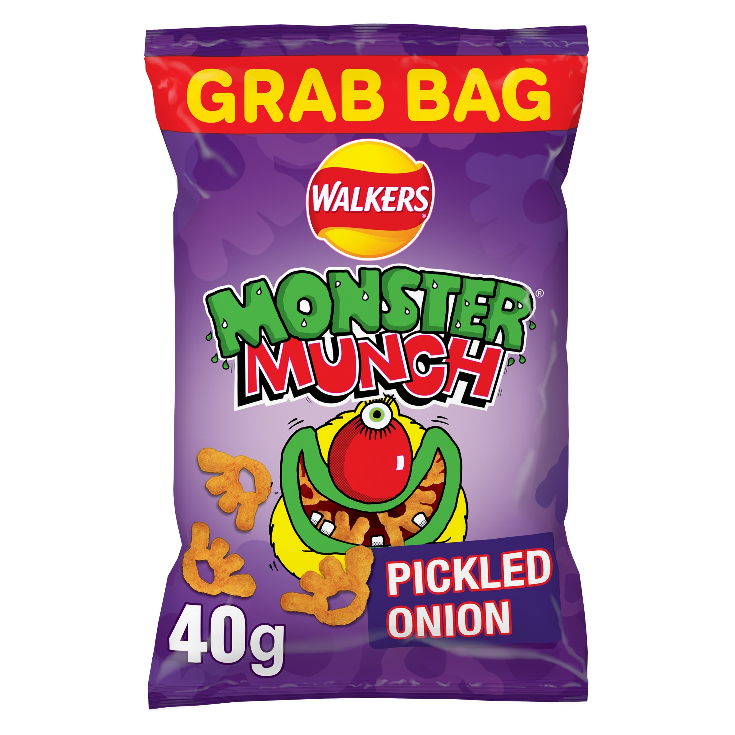 Walkers Monster Munch Pickled Onion Snacks Grab Bag Crisps 40g