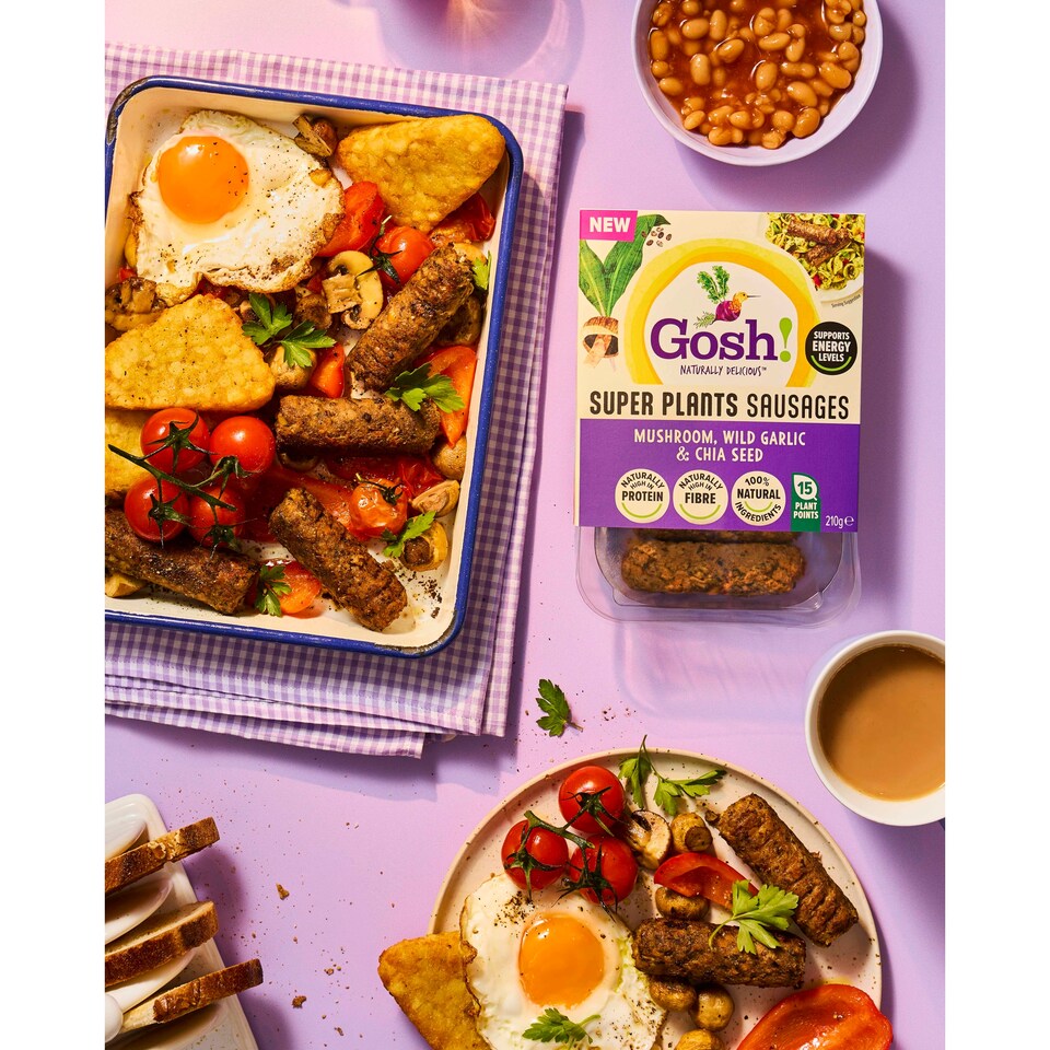 image 1 of Gosh! Super Plants Mushroom, Wild Garlic & Chia Seed Sausages 210g