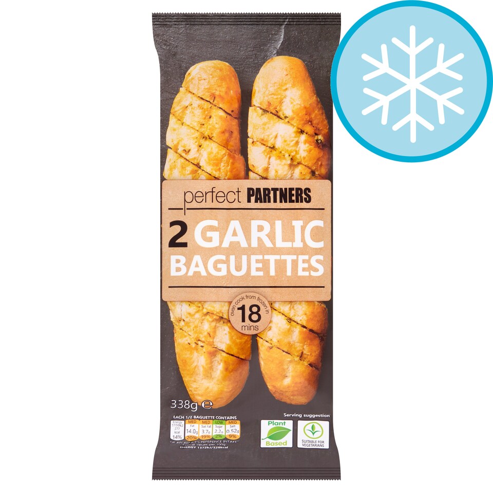 PERFECT PARTNERS 2 GARLIC BAGUETTES 310G Tesco Groceries