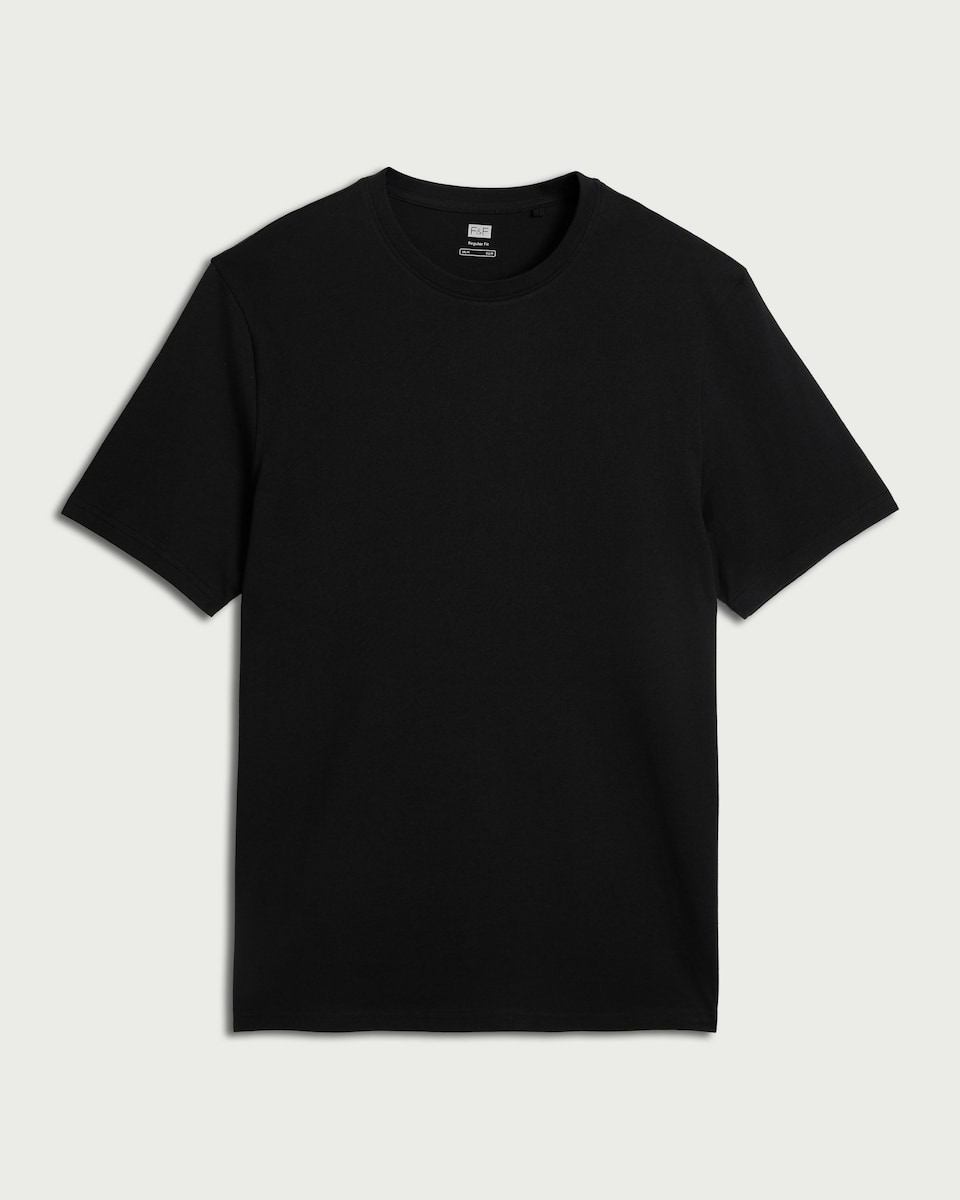 image 1 of F&F Pure Cotton T-Shirt in Black