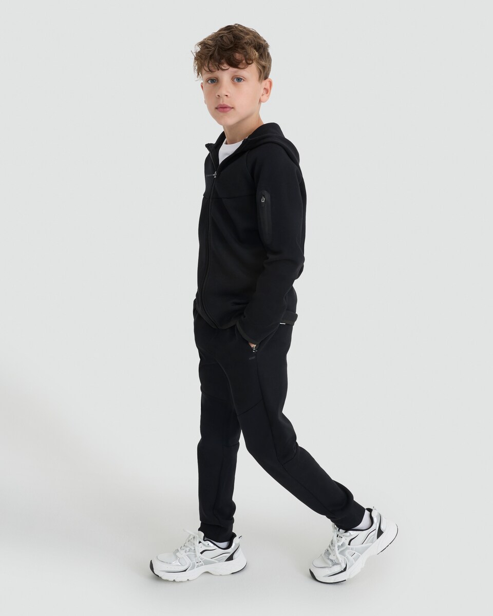 image 1 of F&F Active Cotton Rich Cuffed Drawstring Joggers in Black