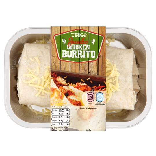 Tesco Americas Jumbo Chicken Burrito 400G Tesco Groceries