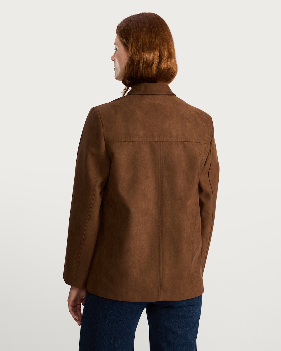 image 1 of F&F Faux Suede Blazer in Brown