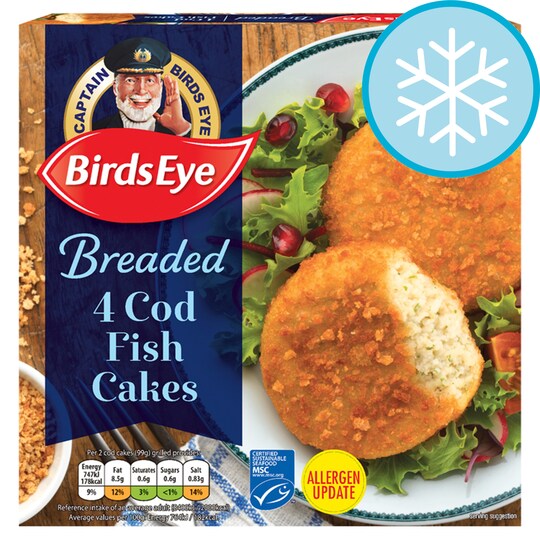 Birds Eye 4 Breaded Cod Cakes 198G Tesco Groceries