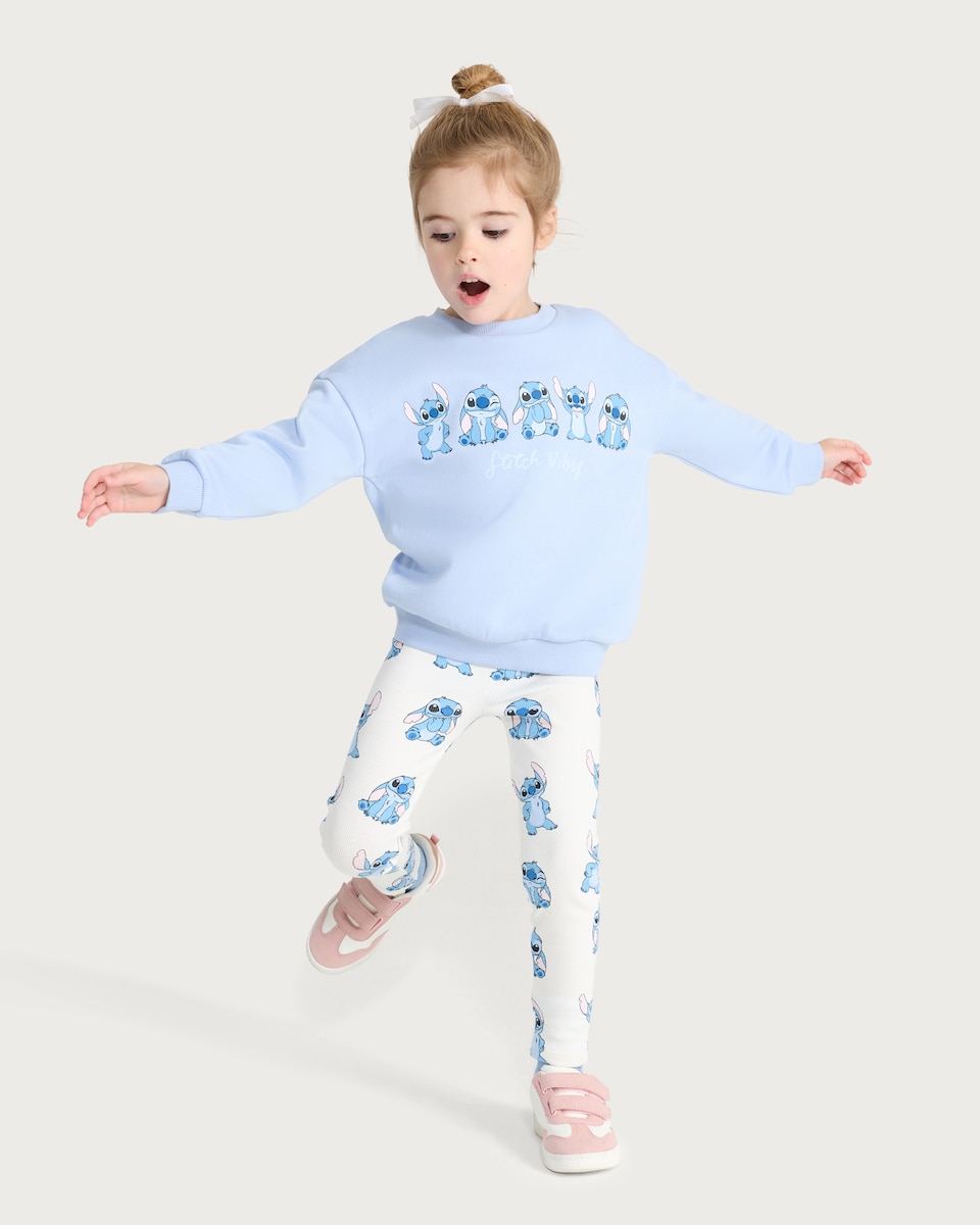 image 1 of Disney Stitch 2-Piece Cotton Rich Sweatshirt and Leggings Set in Blue