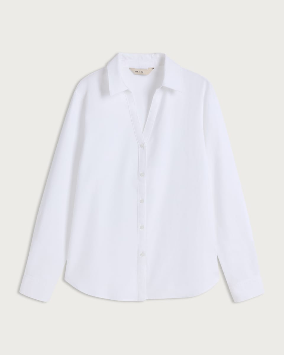 image 1 of F&F Pure Cotton Long Sleeved Slim Fit Shirt in White