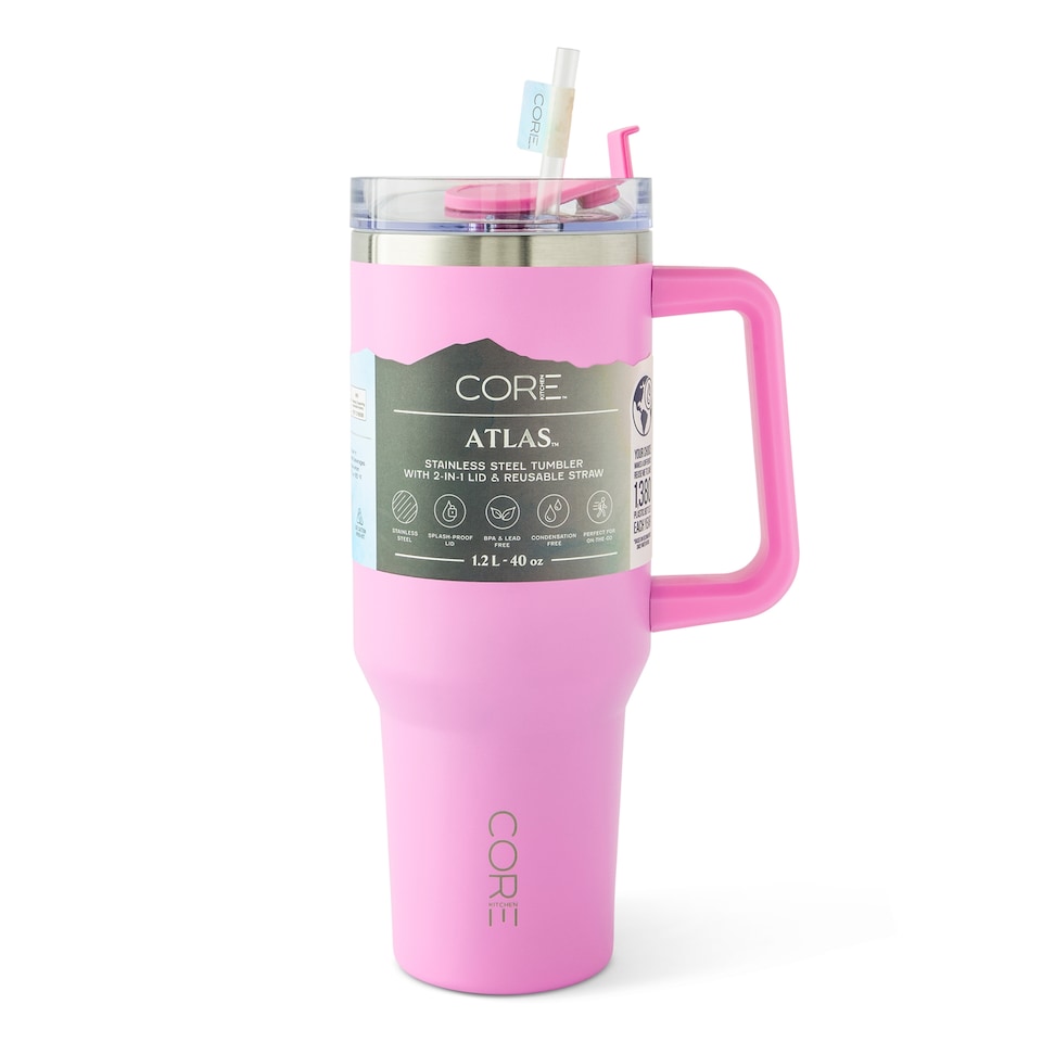 image 1 of Core Kitchen Pink Atlas Tumbler Water Bottle 1.2L