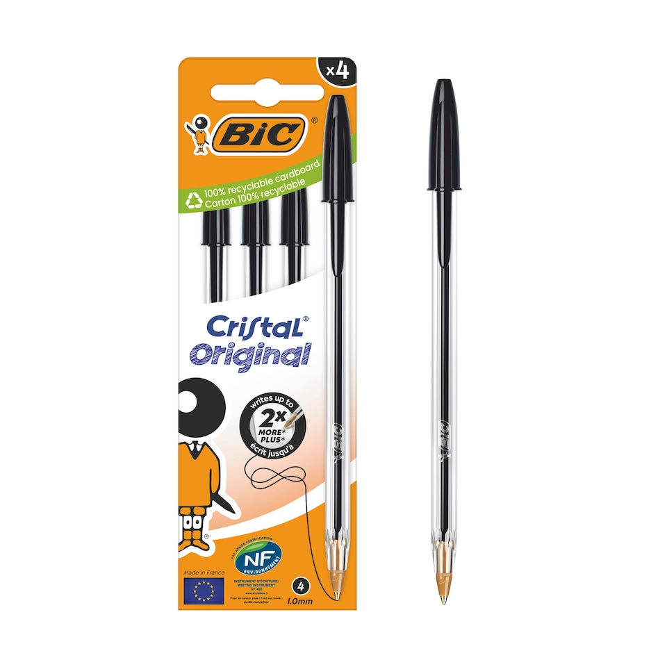 image 1 of Bic Cristal Pens Black 4 pk