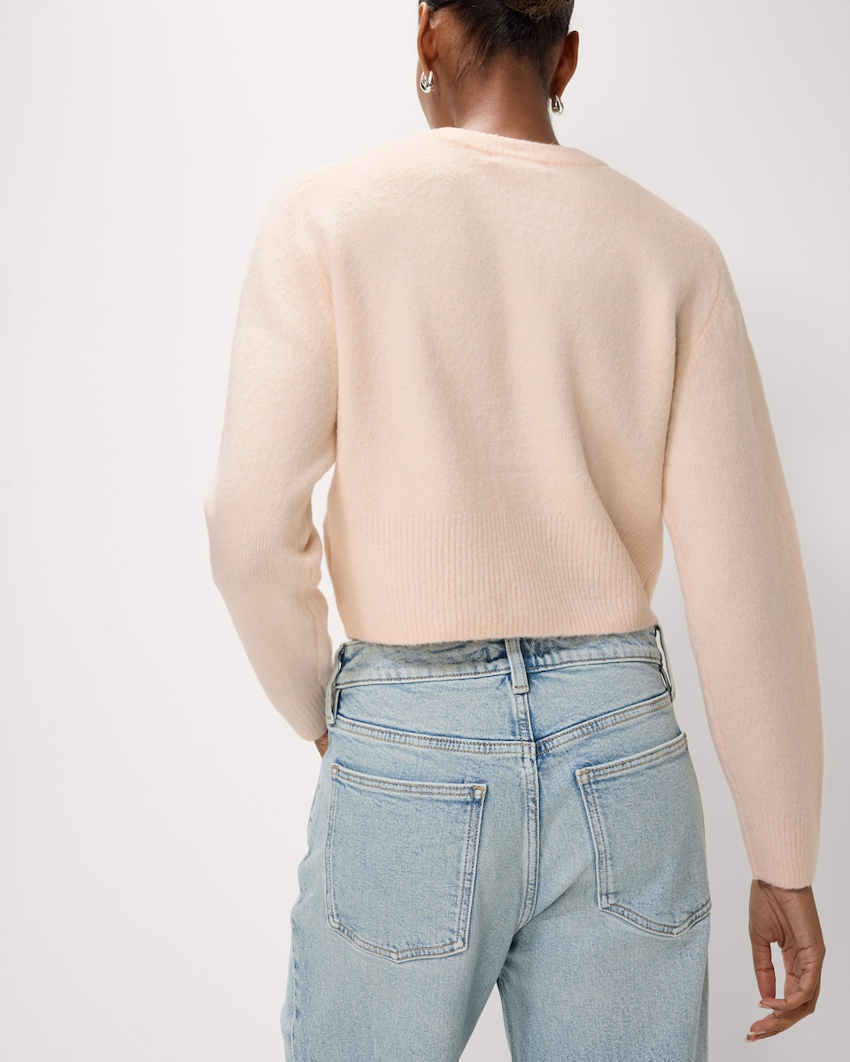 image 1 of F&F Crew Neck Cardigan with Wool in Pink