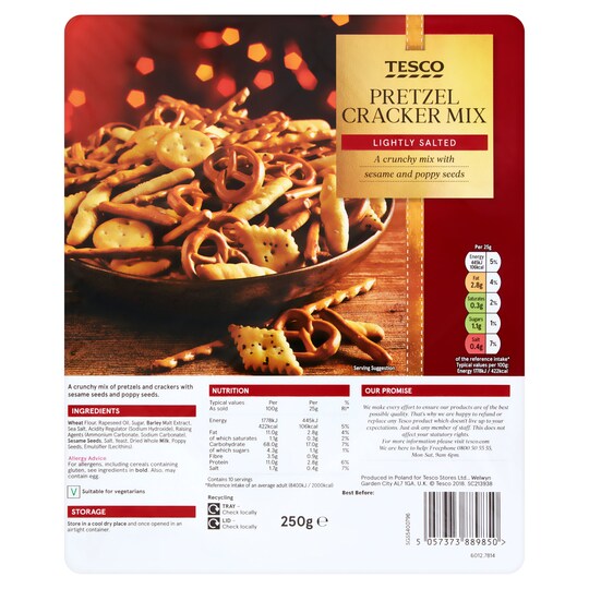 Tesco Pretzel Cracker Mix 250G Tesco Groceries