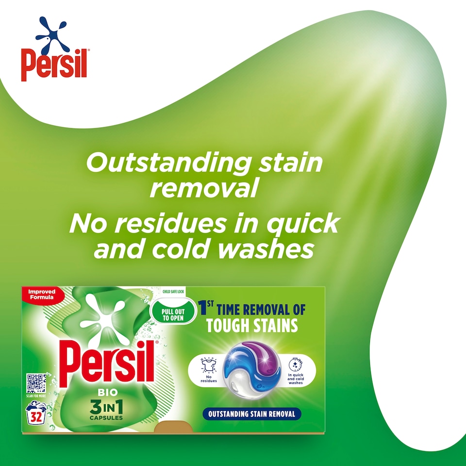image 1 of Persil Bio 3 In 1 Laundry Washing Capsules 32 Washes 675.2G