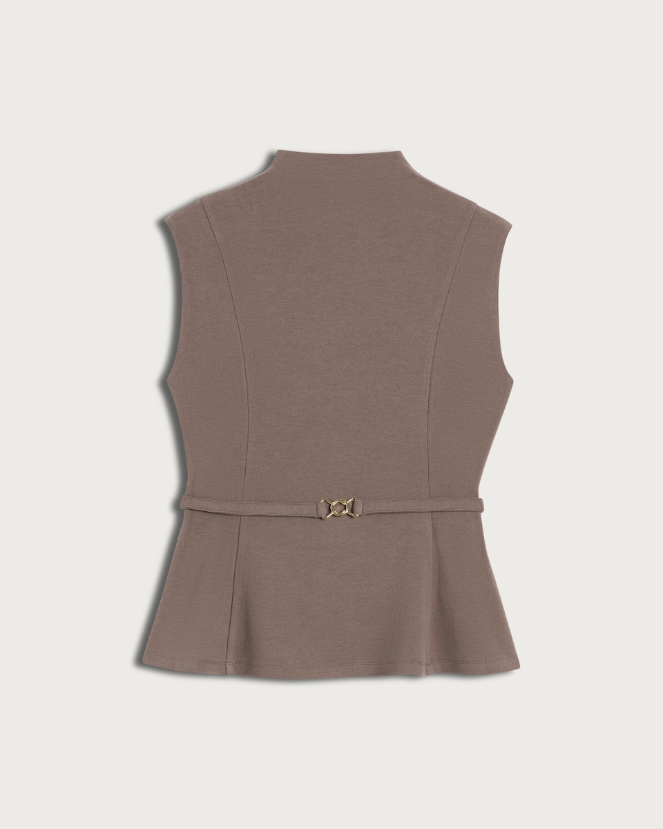 image 1 of F&F Belted Sleeveless Peplum Hem Co-ord Top in Mink